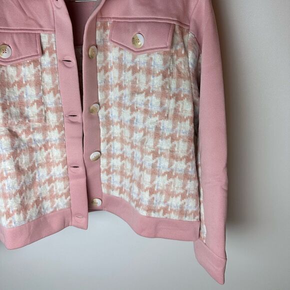 Blush pink houndstooth shacket - Picture 5 of 14